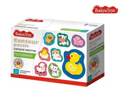 Пазлы контурные Половинки "Домашние животные" Baby Toys (8 карт. 16 эл) 04120/ДК - фото 11268743