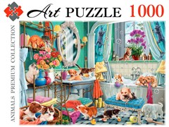 Artpuzzle. ПАЗЛЫ 1000 элементов. КОТЯТА И ЩЕНКИ В ВАННОЙ Ф1000-0461/РК