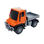 Самосвал бортовой Мерседес "Unimog U 500" ЛЮКС ЧЕРН (17,5 см. Оранж.) 08134/РС