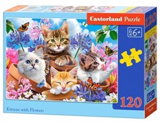 Puzzle-120 MIDI "Котята в цветах" B-13524