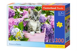 Puzzle-200 "Котенок в корзине" B-222209