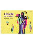 Альбом для рисования А4 40л. РАЗНОЦВЕТНЫЕ ПТИЧКИ гребень, офсет 40-5130/РК