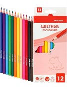 Карандаши цветн пластик.2М,набор,гексаг. 12цв. КАПИБАРА, гриф.d=3мм КЦ-4716/РК